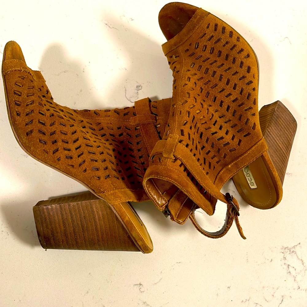 BCBGeneration Brown Peep Toe Bootie-Heels